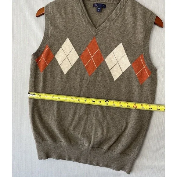 Dark Academia Argyle Sweater Vest Cotton Preppy Gap S - Picture 6 of 8